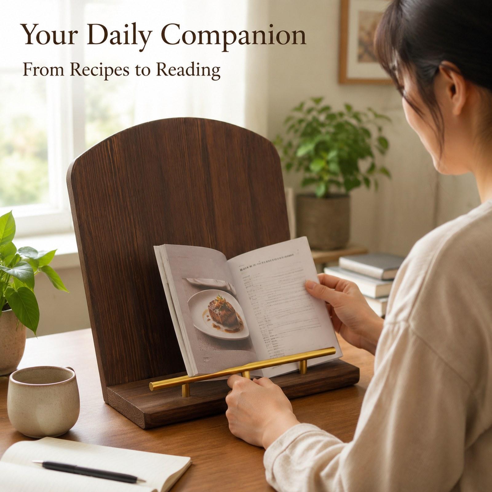 Home Cooking Recipe - Tempat Buku Resep Kayu Multifungsi Dekoratif,