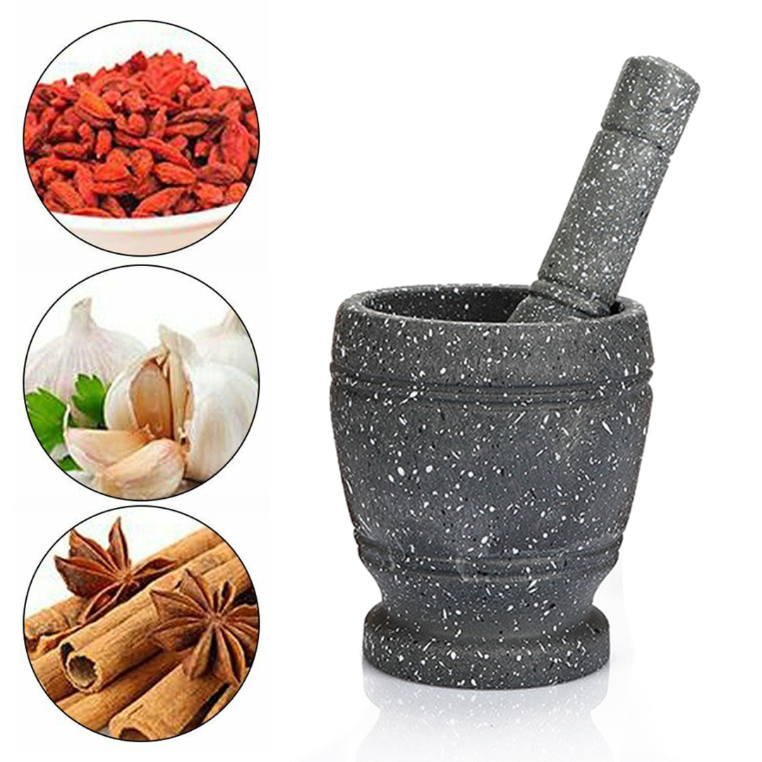 Mortar Pestle Granite - Baru Granite Pebek dan Mortir Set
