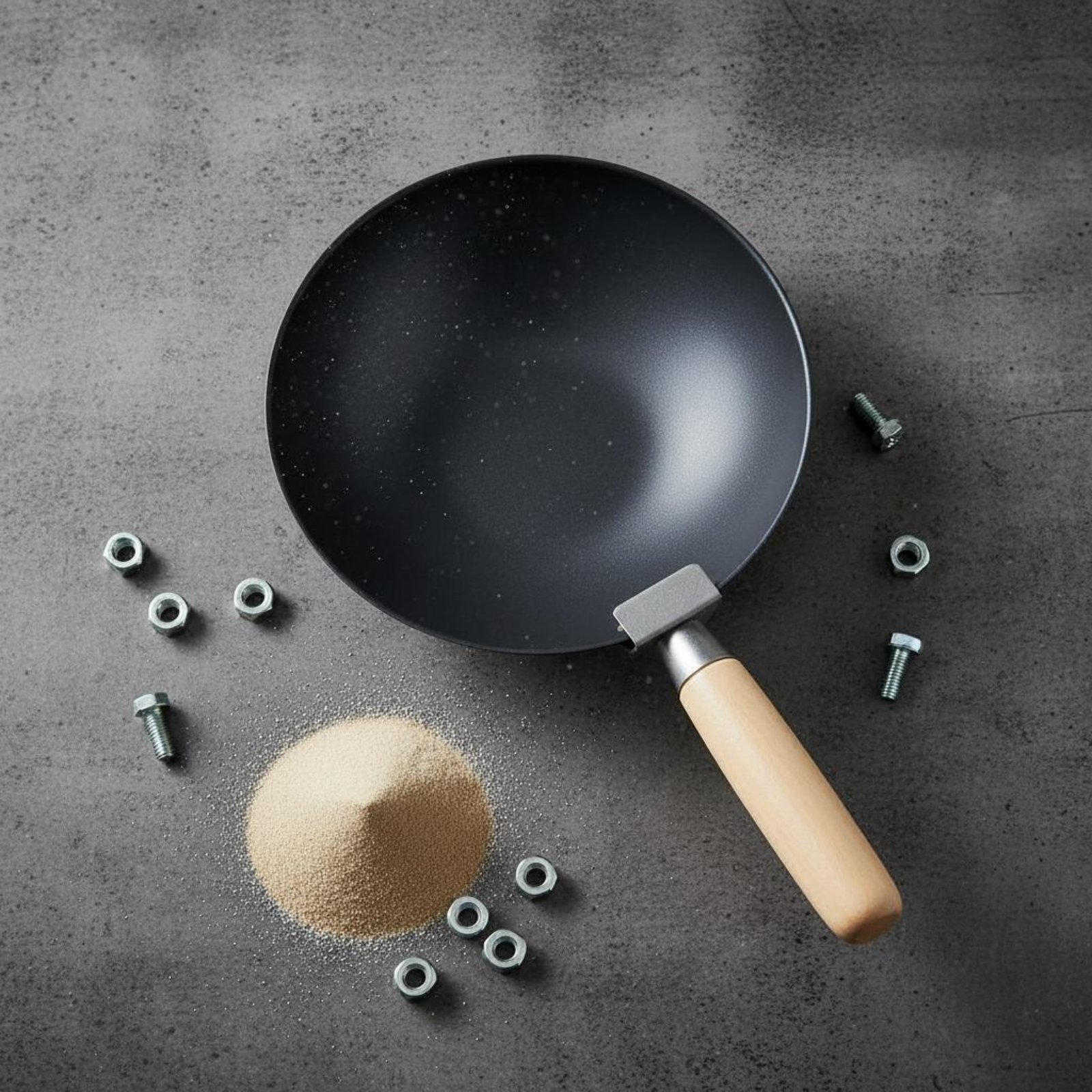 Wok Carbon Steel - Sendok Pencampur Semen Tahan Aus, Sendok