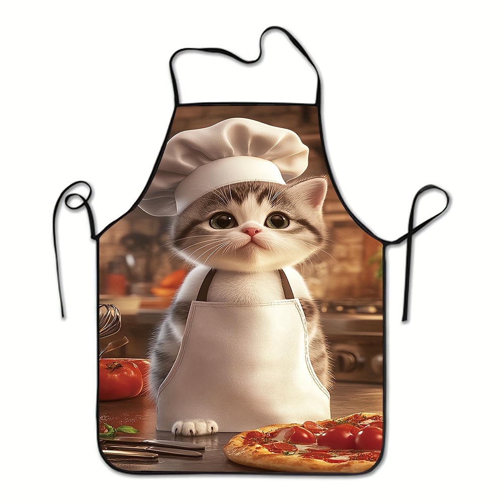 Home Cooking For Cats - 1pc Celemek Dapur Unisex, Motif Kucing,