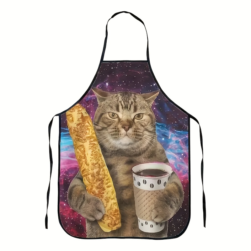 Home Cooking For Cats - Celemek Dapur Motif Kucing Tabby Galaxy