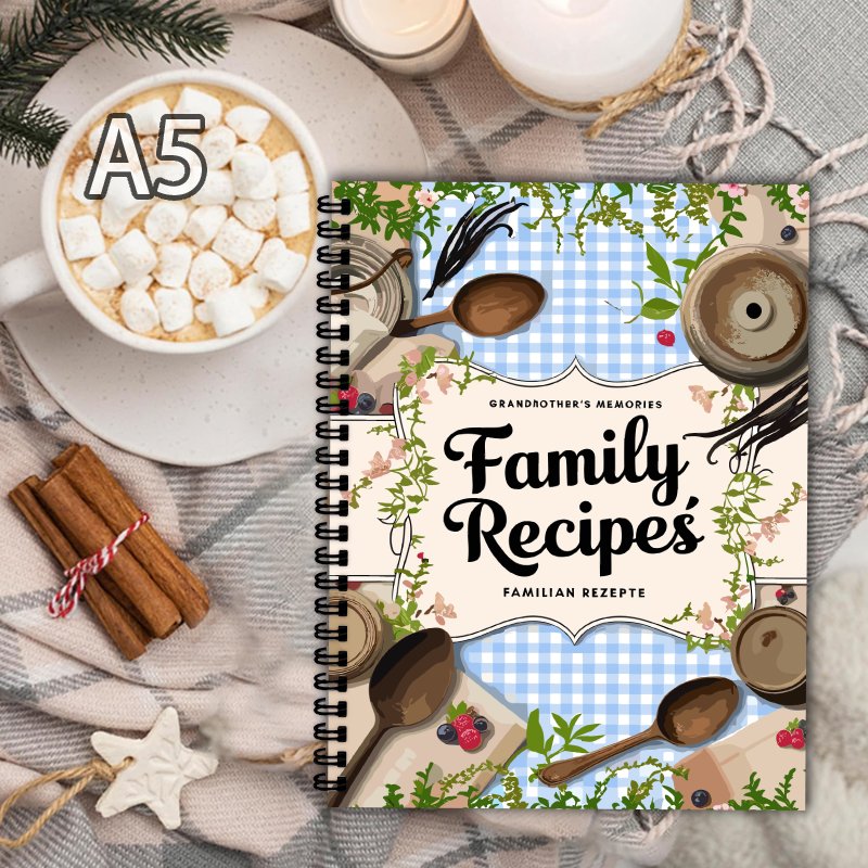 Home Cooking Recipe - Buku Resep A5, Motif Kotak Biru,