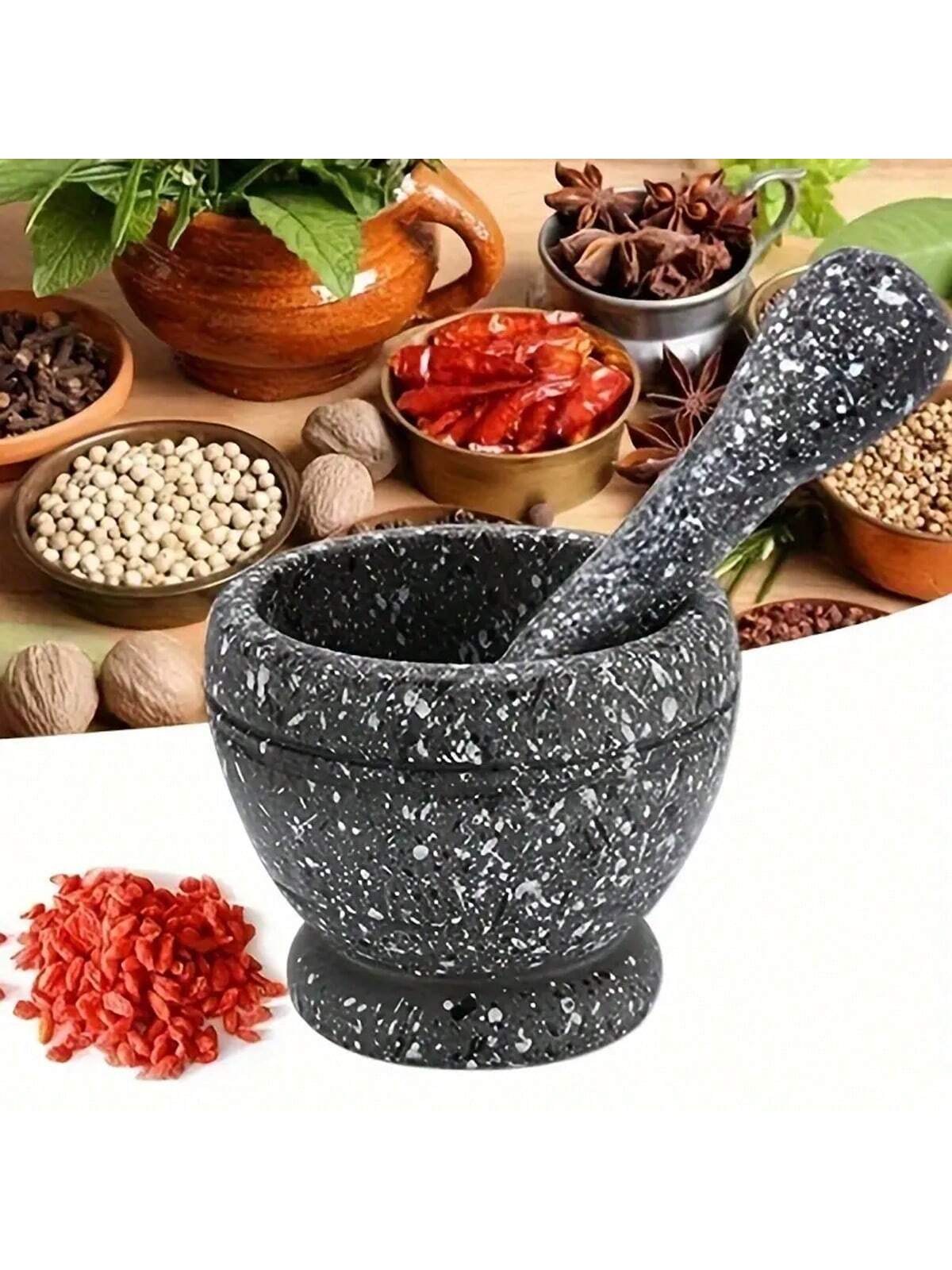 Mortar Pestle Granite - 1 Buah Tekstur Granit Alat Penekan