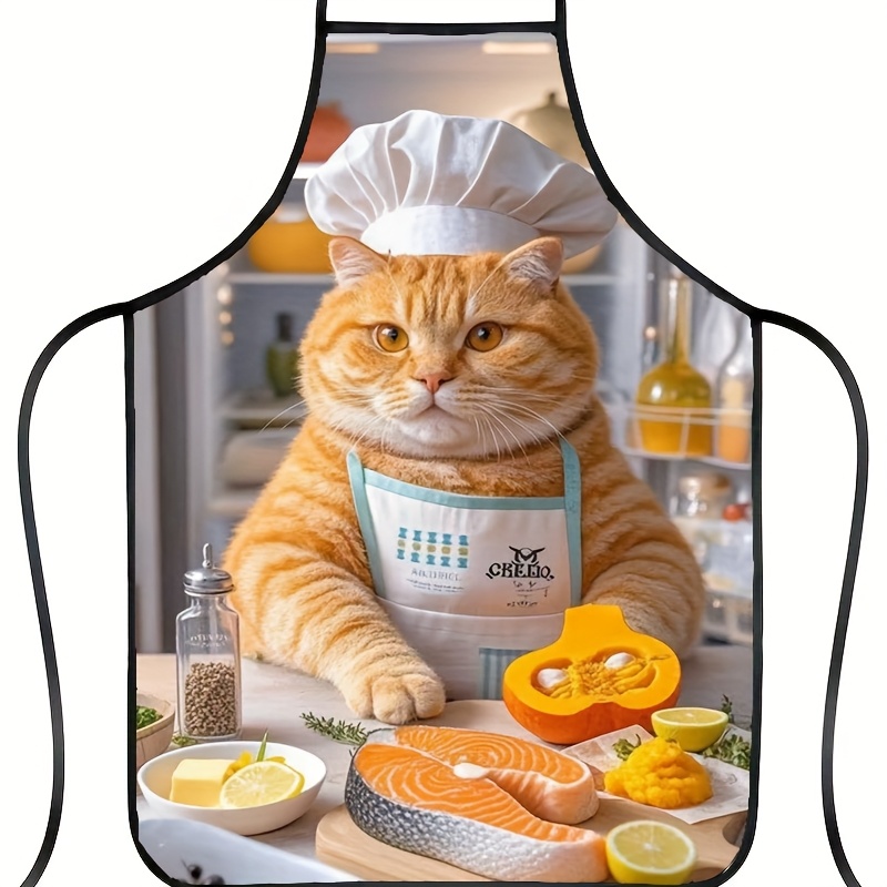Home Cooking For Cats - 1pc Celemek Koki Kucing Oranye yang