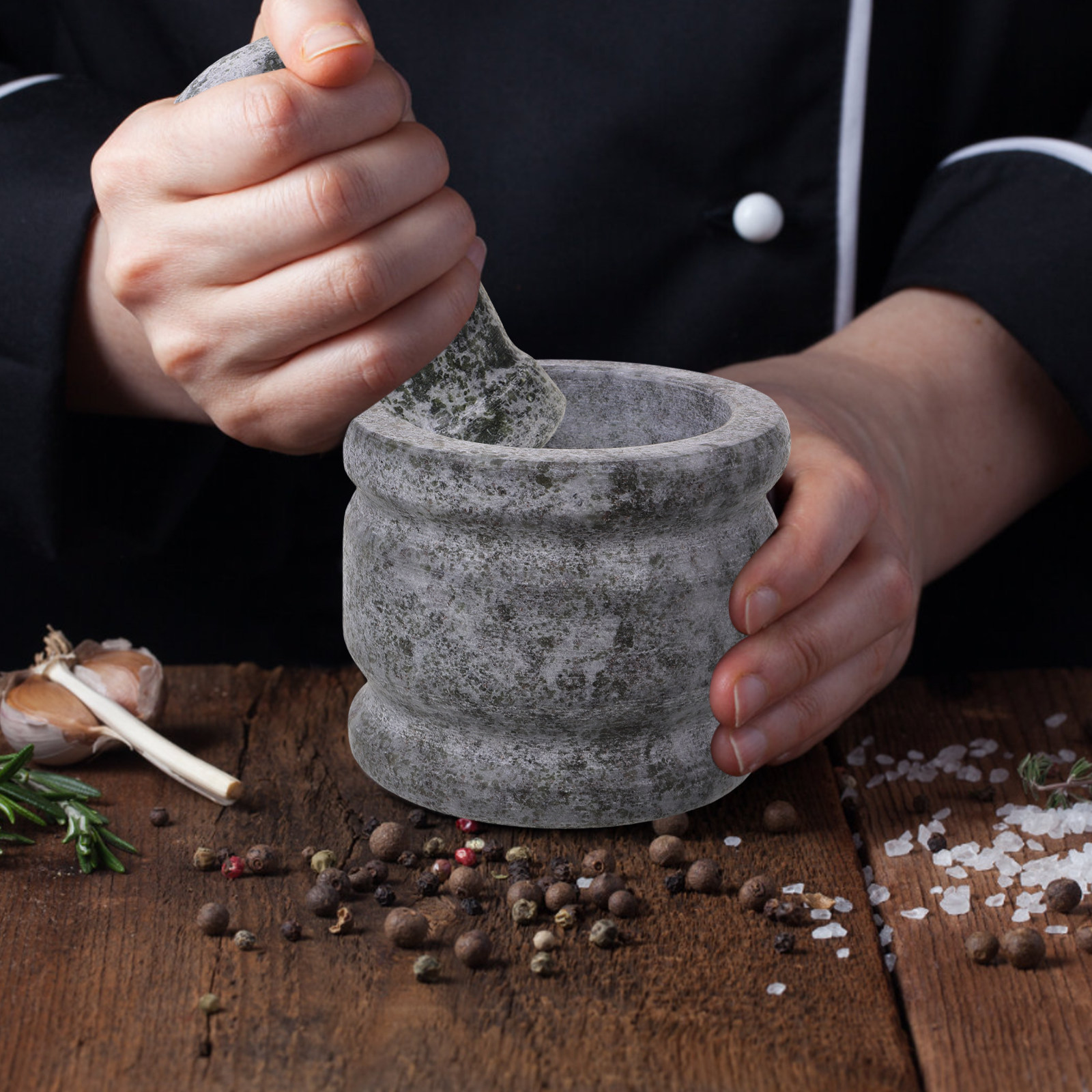 Mortar Pestle Granite - 1Set Set Mortar dan Pestle Granit