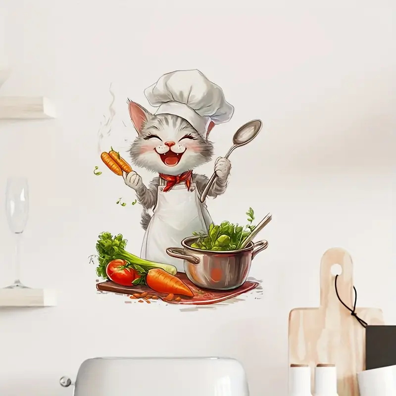 Stiker Memasak Kucing Kartun,  - Home Cooking For Cats ulasan dan harga