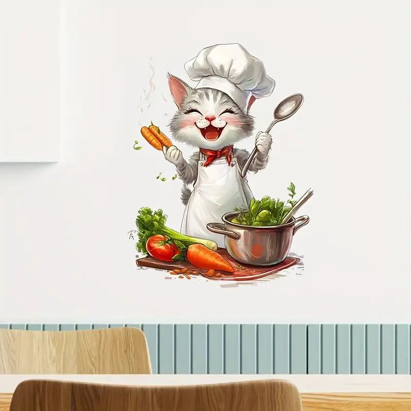 Stiker Memasak Kucing Kartun,  - Home Cooking For Cats ulasan dan harga