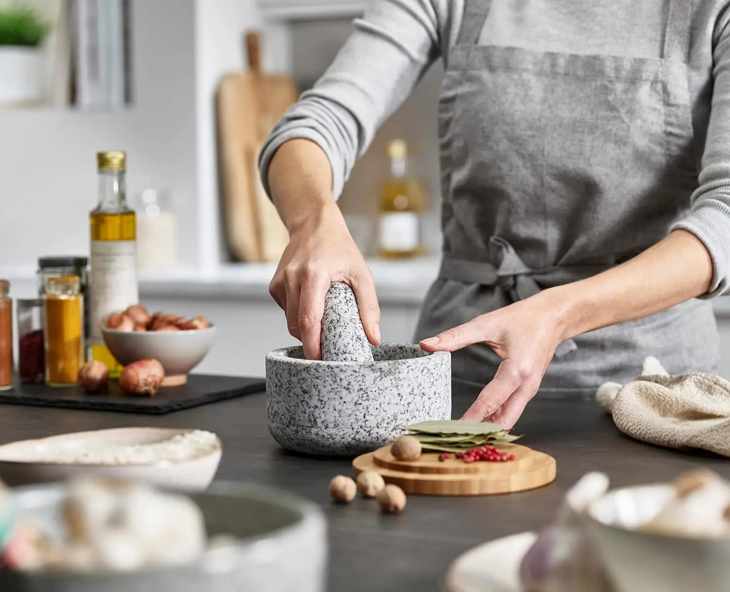 Penutup bambu untuk penggiling - Mortar Pestle Granite ulasan dan harga