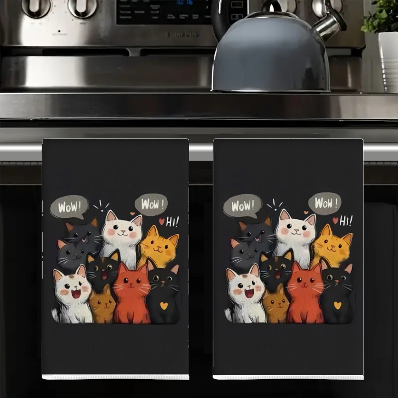 2 Buah, Handuk Dapur Bertema K - Home Cooking For Cats ulasan dan harga