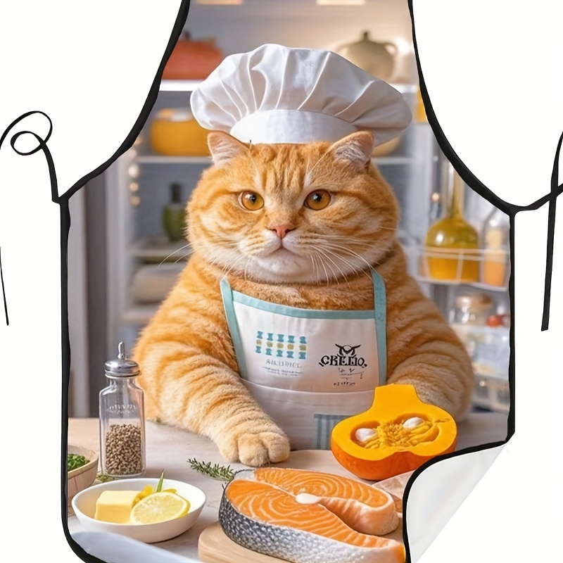 1pc Celemek Koki Kucing Oranye - Home Cooking For Cats ulasan dan harga
