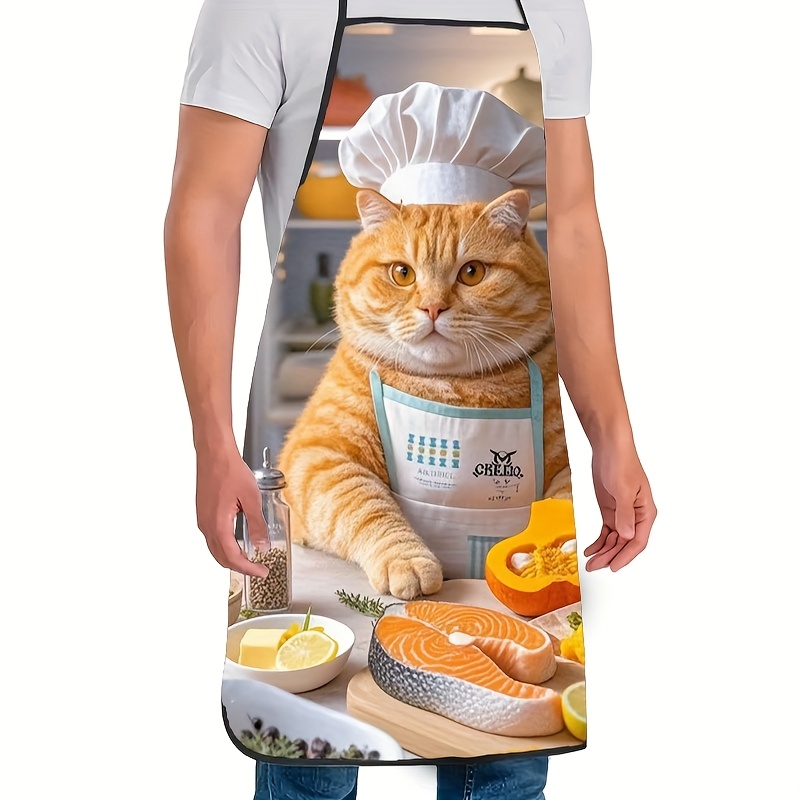 1pc Celemek Koki Kucing Oranye - Home Cooking For Cats ulasan dan harga