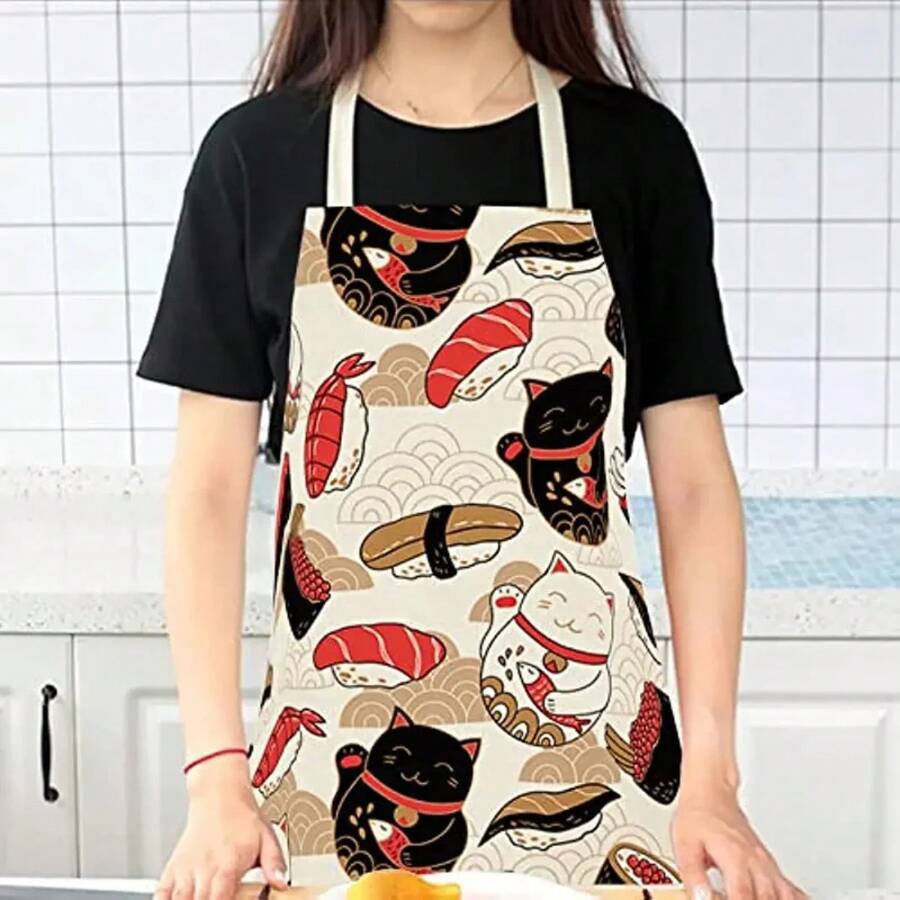 Celemek Dapur Pola Kucing Warn - Home Cooking For Cats ulasan dan harga