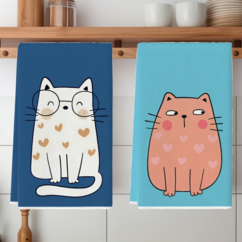 6 Buah, Handuk Dapur Motif Kuc - Home Cooking For Cats ulasan dan harga