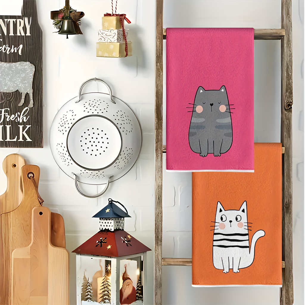 6 Buah, Handuk Dapur Motif Kuc - Home Cooking For Cats ulasan dan harga