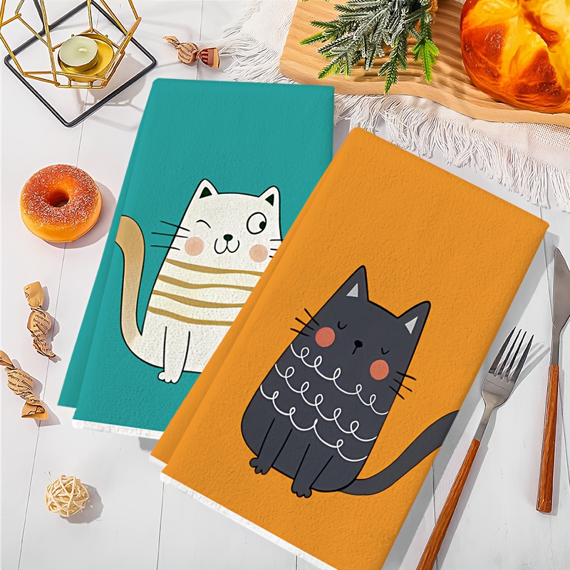 6 Buah, Handuk Dapur Motif Kuc - Home Cooking For Cats ulasan dan harga
