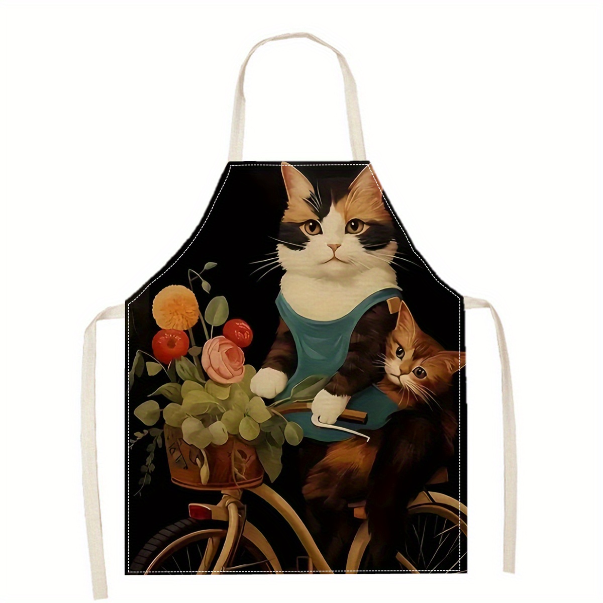 Celemek Linen Motif Kacamata H - Home Cooking For Cats ulasan dan harga