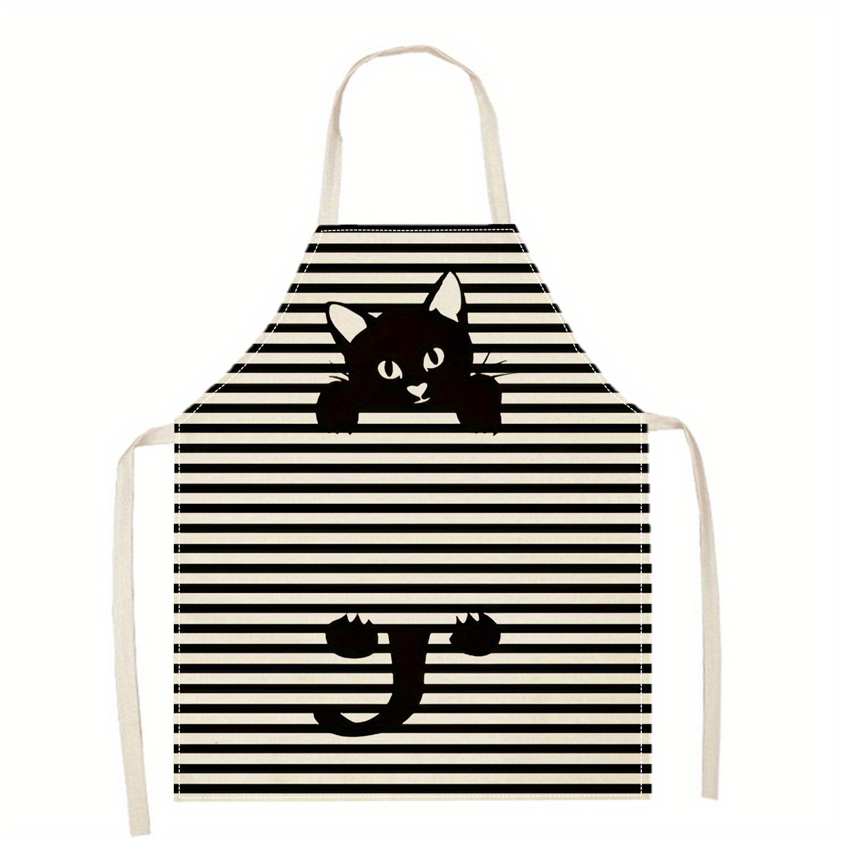 Celemek Linen Motif Kacamata H - Home Cooking For Cats ulasan dan harga
