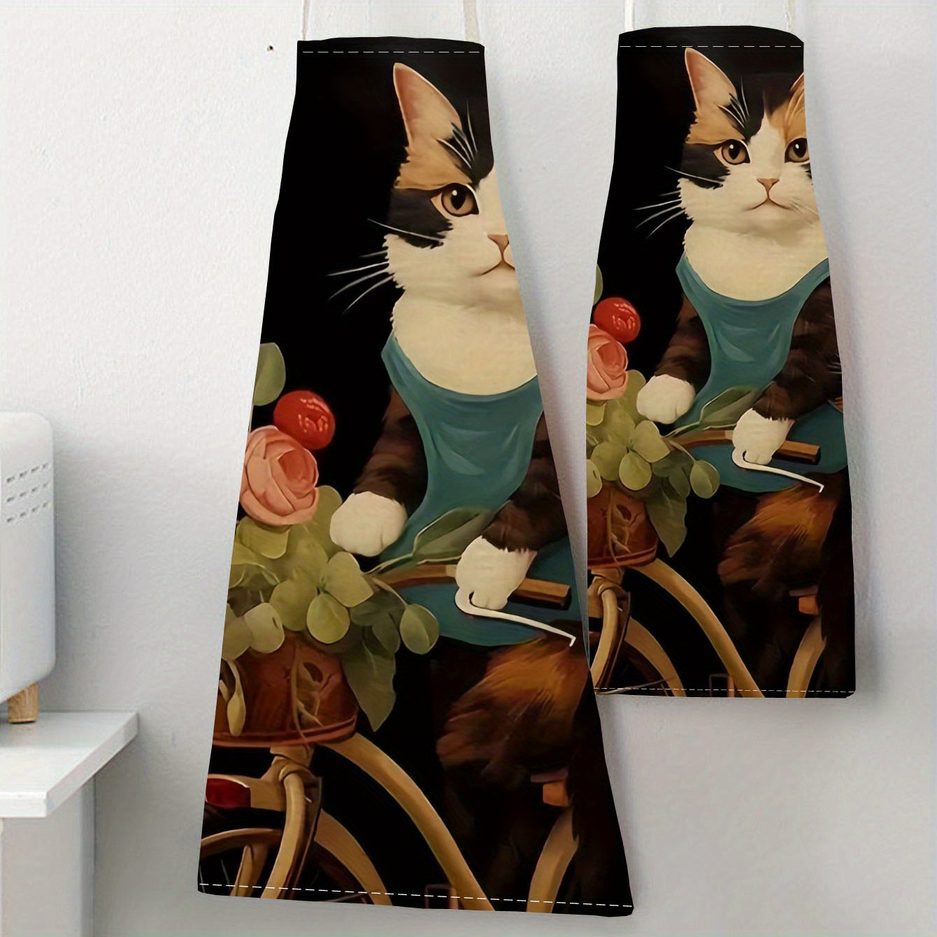 Celemek Linen Motif Kacamata H - Home Cooking For Cats ulasan dan harga